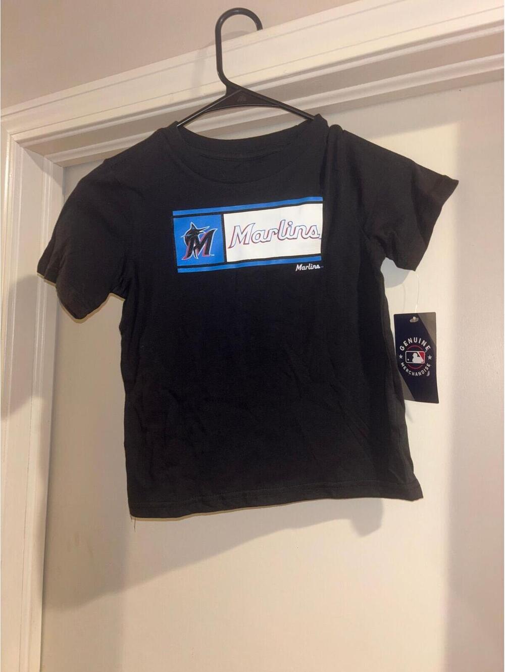 Miami Marlins Youth Medium 5/6 Black Graphic T-Shirt MLB Baseball NWT
